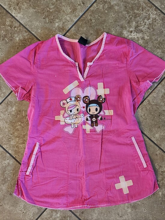 tokidoki Tops - Medium Tokidoki Pink Medical Character Scrub Top